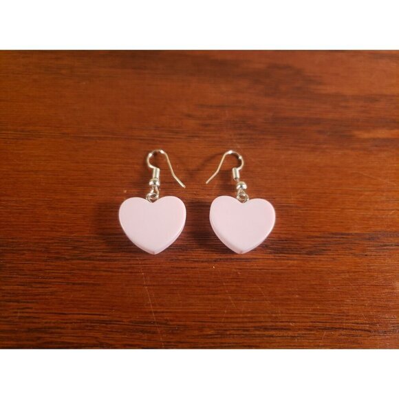 Valentines Earrings Heart Pink Day Candy Hearts Dangle Drop Hand Crafted US - Picture 4 of 4